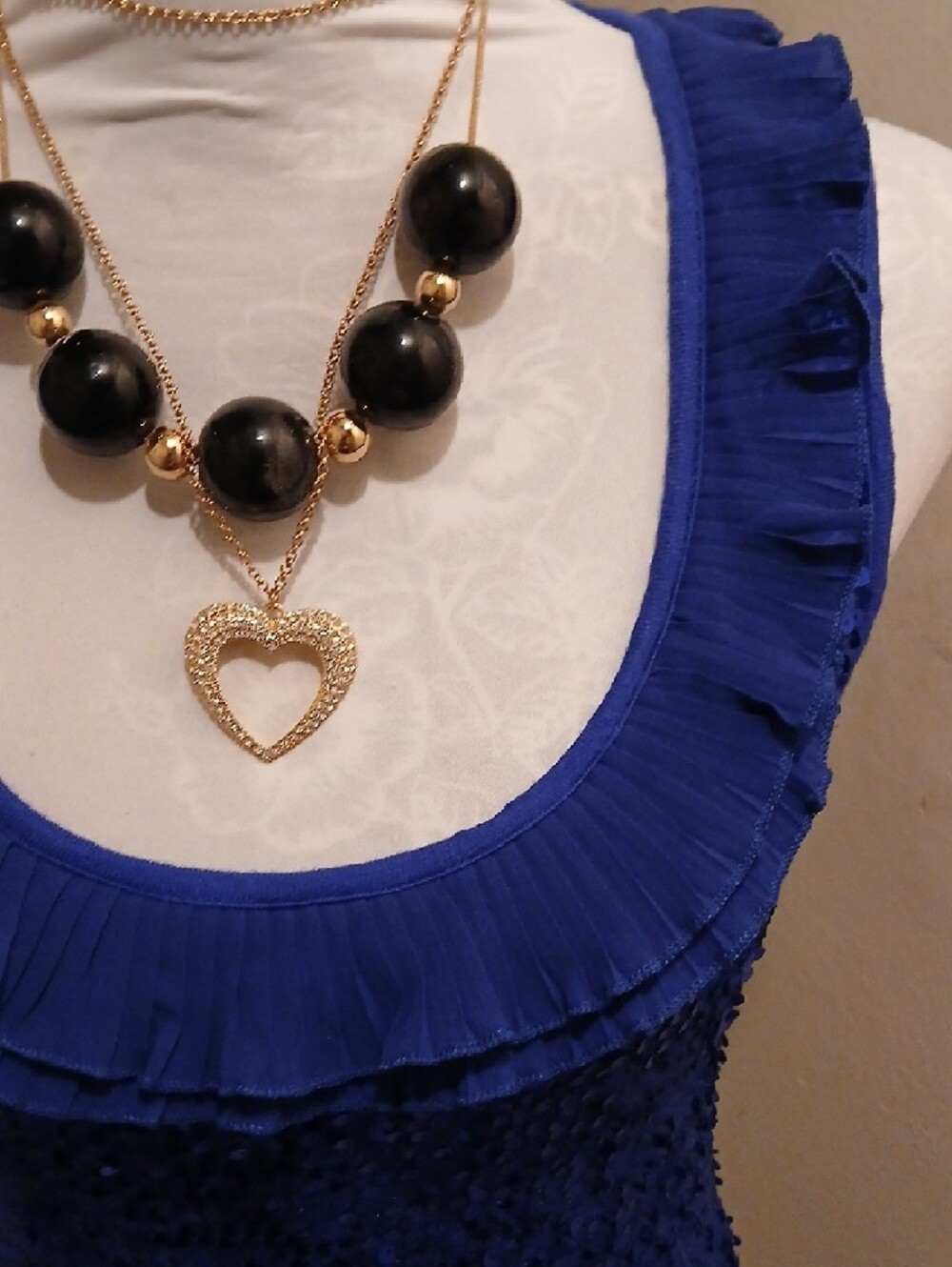 Active Basic Royal Blue Sequin Ruffled Tank Top - Picture 4 of 9